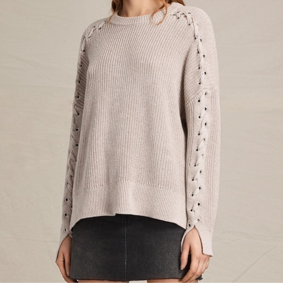 ❣️SOLD❣️All Saints Aria Laced Mauve Jumper Sweater - Picture 2 of 7